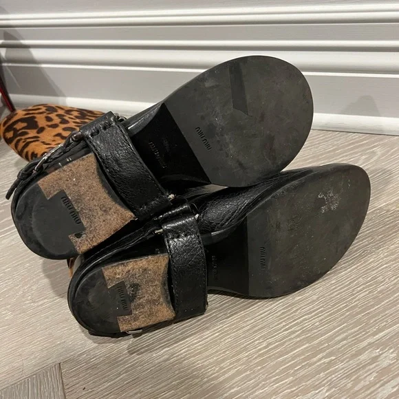 Miu Miu Leopard Motorcycle Biker Boots 38 1/2 - Picture 10 of 13